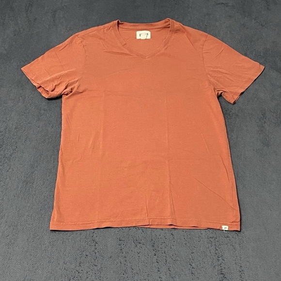 Pact Tops - Pact T Shirt Womens M Orange Short Sleeves V-Neck Top Casual Organic Cotton Tee